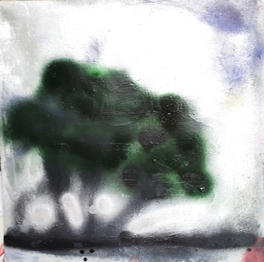 Painting titled "Les trois arbres en…" by Michèle Dutruel-Dandelot, Original Artwork, Spray paint