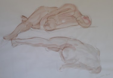 Drawing titled "Deux figures, l'une…" by Michèle Dutruel-Dandelot, Original Artwork, Other