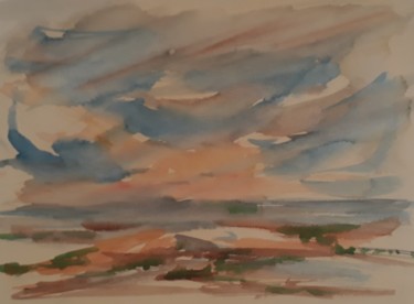 Painting titled "Paysage marin" by Michèle Dutruel-Dandelot, Original Artwork, Watercolor