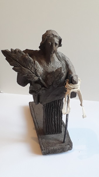 Sculpture intitulée "Le Poète messager" par Michèle Dutruel-Dandelot, Œuvre d'art originale, Terre cuite