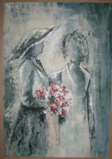 Painting titled "Les dames au bouque…" by Michèle Fellendael, Original Artwork, Other