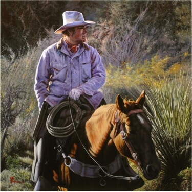 Painting titled "cowboy" by Michele Fiore, Original Artwork, Oil