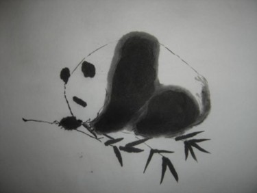 Peinture intitulée "Panda et bambou" par Michèle Giovagnoni, Œuvre d'art originale