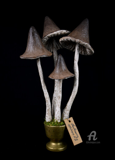 Sculptuur getiteld "Mushrooms spécimens…" door Michèle Giraudo, Origineel Kunstwerk, Papier maché