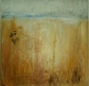 Peinture intitulée "Sur la plage" par M., Œuvre d'art originale