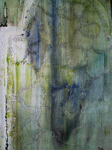 Peinture intitulée "Détail porte verte" par M., Œuvre d'art originale