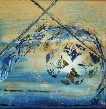 Peinture intitulée "Sphère bleue" par M., Œuvre d'art originale