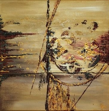 Painting titled "Sphère or" by M., Original Artwork