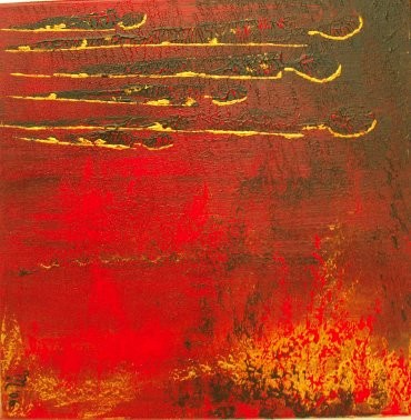 Peinture intitulée "La guerre du feu" par M., Œuvre d'art originale