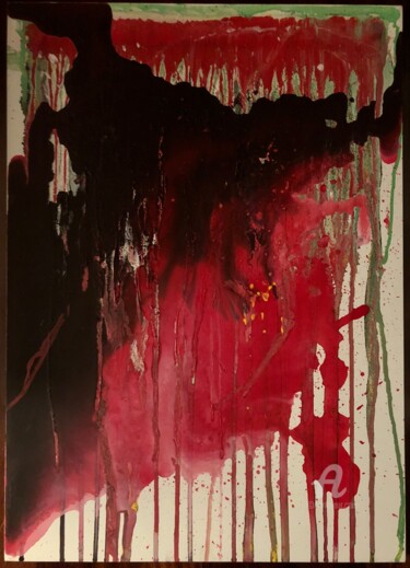 Pittura intitolato "Tela astratta inchi…" da Michele Miglietta, Opera d'arte originale, Acrilico