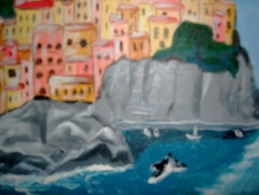Peinture intitulée "village" par Michele Bompar Requena, Œuvre d'art originale
