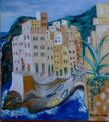 Peinture intitulée "village n°3" par Michele Bompar Requena, Œuvre d'art originale