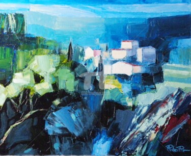 Painting titled "Paysage d"Ardèche" by Michèle Ribeiro, Original Artwork, Oil