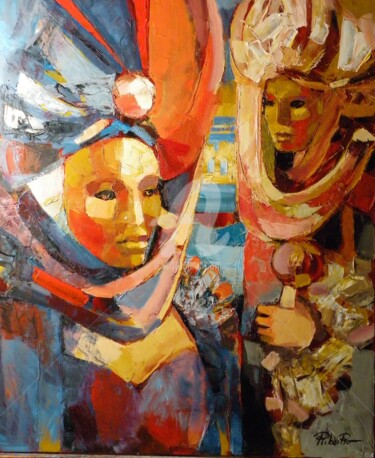Peinture intitulée "Les deux superbes" par Michèle Ribeiro, Œuvre d'art originale, Huile