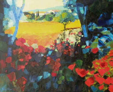 Painting titled "Coquelicots" by Michèle Ribeiro, Original Artwork