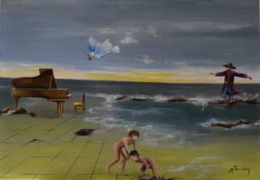 Pittura intitolato "Le-piano.jpg" da Michele Sevilla, Opera d'arte originale, Olio Montato su Telaio per barella in legno