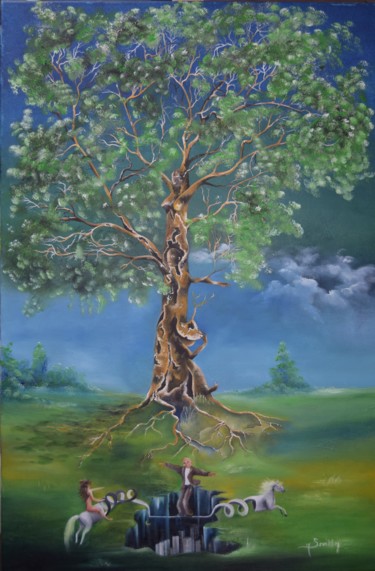 Pintura titulada "L'arbre" por Michele Sevilla, Obra de arte original, Oleo Montado en Bastidor de camilla de madera