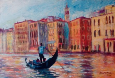 Painting titled "Venise" by Michel Estival, Original Artwork, Acrylic