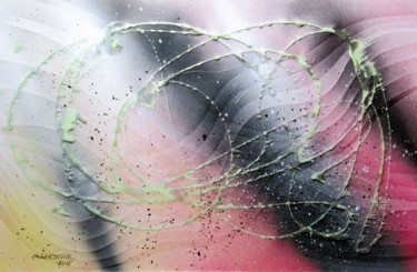 Картина под названием "Abstraction" - Michel Estival, Подлинное произведение искусства, Рисунок распылителем краски