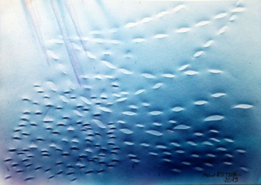 Peinture intitulée "Banc de poissons" par Michel Estival, Œuvre d'art originale, Acrylique