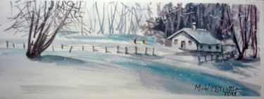 Painting titled "1802 11 Paysage de…" by Michel Estival, Original Artwork, Watercolor