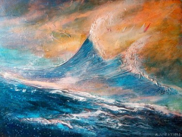 Peinture intitulée "'Mer agitée'" par Michel Estival, Œuvre d'art originale, Acrylique