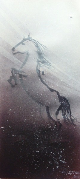 Peinture intitulée "'Cheval cabré'" par Michel Estival, Œuvre d'art originale, Acrylique