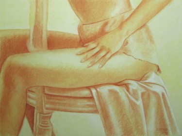 Dessin intitulée "'Assise'" par Michel Estival, Œuvre d'art originale, Crayon