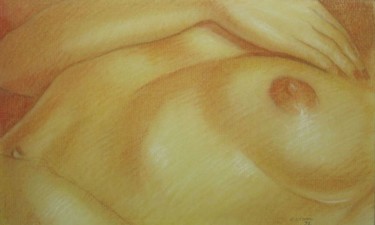 Dessin intitulée "' Le sein caché '" par Michel Estival, Œuvre d'art originale, Crayon