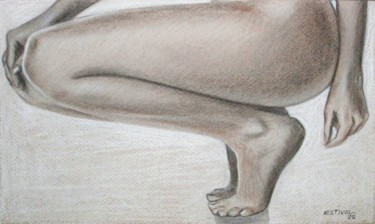 Dessin intitulée "'Jambes pliées'" par Michel Estival, Œuvre d'art originale, Crayon