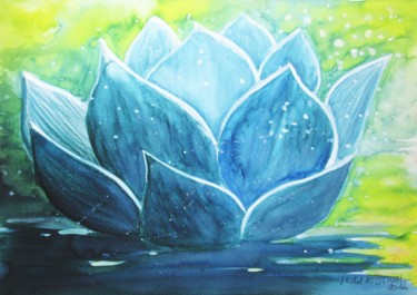 Painting titled "Fleur de lotus" by Michel Estival, Original Artwork, Acrylic