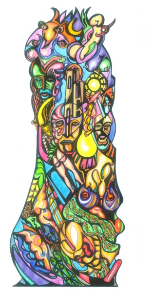「BABEL TOWER 3」というタイトルの絵画 Michele Tortorelliによって, オリジナルのアートワーク, 水彩画