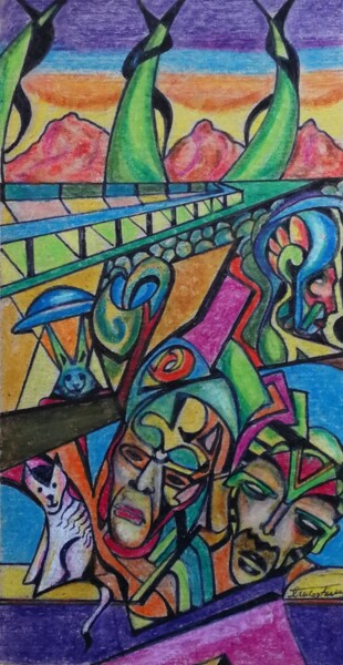 Painting titled "LUNA PARK" by Michele Tortorelli, Original Artwork, Wax