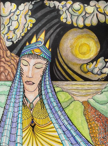 Pintura titulada "SELENE" por Michele Tortorelli, Obra de arte original, Acuarela