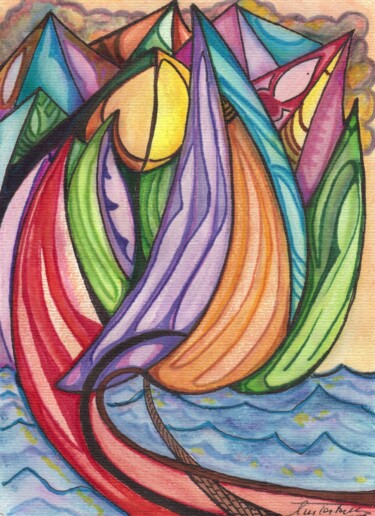 Painting titled "REGATA" by Michele Tortorelli, Original Artwork, Watercolor