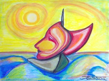 Schilderij getiteld "BARCA" door Michele Tortorelli, Origineel Kunstwerk, Pastel