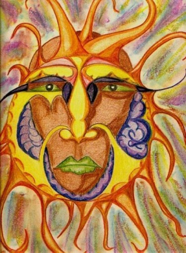 Pittura intitolato "IL SOLE" da Michele Tortorelli, Opera d'arte originale, Matite colorate