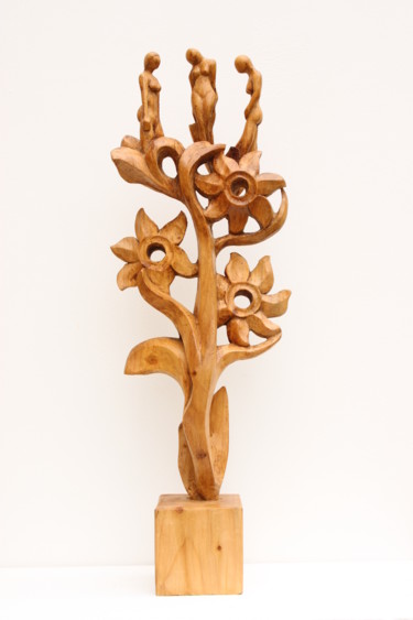 Sculpture intitulée "L'arbre aux nymphes" par Michel Ferre, Œuvre d'art originale, Bois