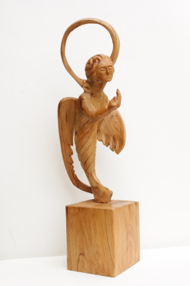 Sculpture intitulée "Ange plein de bonté" par Michel Ferre, Œuvre d'art originale, Bois