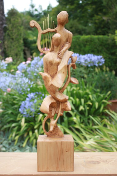 Sculpture intitulée "Orphée  Eurydice" par Michel Ferre, Œuvre d'art originale, Bois