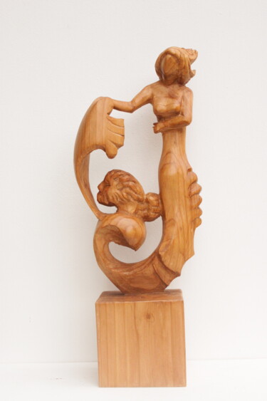 Sculpture intitulée "Ulysse et Calypso" par Michel Ferre, Œuvre d'art originale, Bois