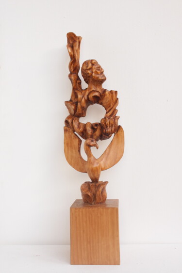 Sculpture titled "Prométhée" by Michel Ferre, Original Artwork, Wood