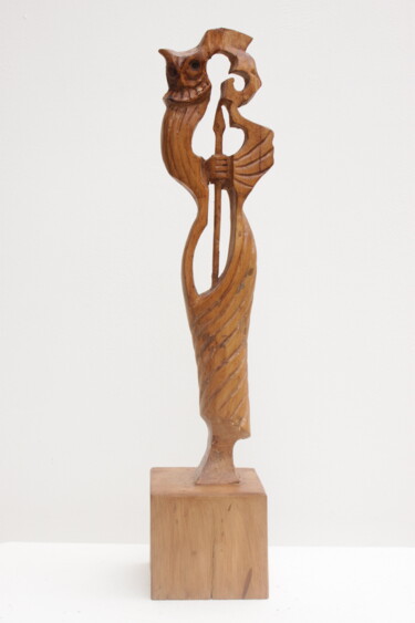 Sculptuur getiteld "Athéna" door Michel Ferre, Origineel Kunstwerk, Hout