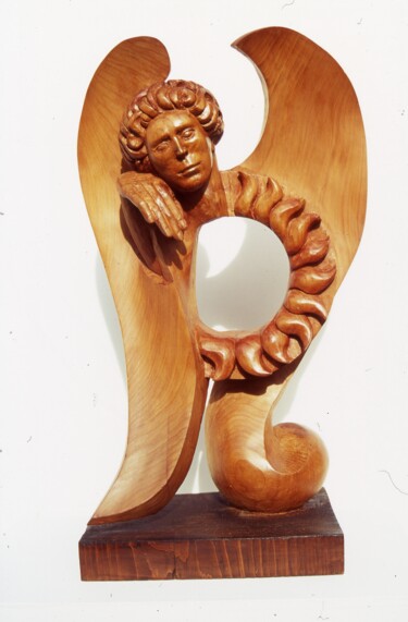 Sculpture titled "Ange solaire" by Michel Ferre, Original Artwork, Wood