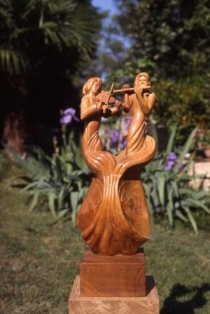 Скульптура под названием "Violoniste et Flûti…" - Michel Ferre, Подлинное произведение искусства
