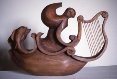 Sculpture titled "Bateau Harpe" by Michel Ferre, Original Artwork