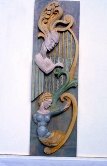 Sculpture titled "Harpiste" by Michel Ferre, Original Artwork