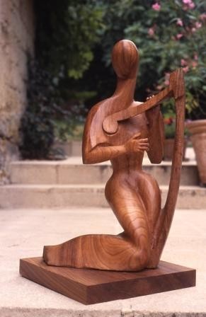 Скульптура под названием "Harpiste" - Michel Ferre, Подлинное произведение искусства