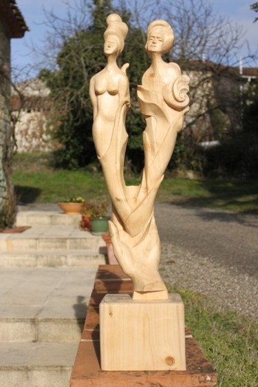 Sculpture intitulée "Ardemment" par Michel Ferre, Œuvre d'art originale, Bois