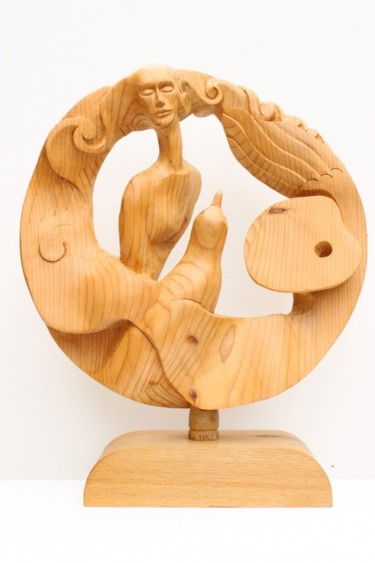 Sculpture titled "Le Peintre et sa pa…" by Michel Ferre, Original Artwork, Wood